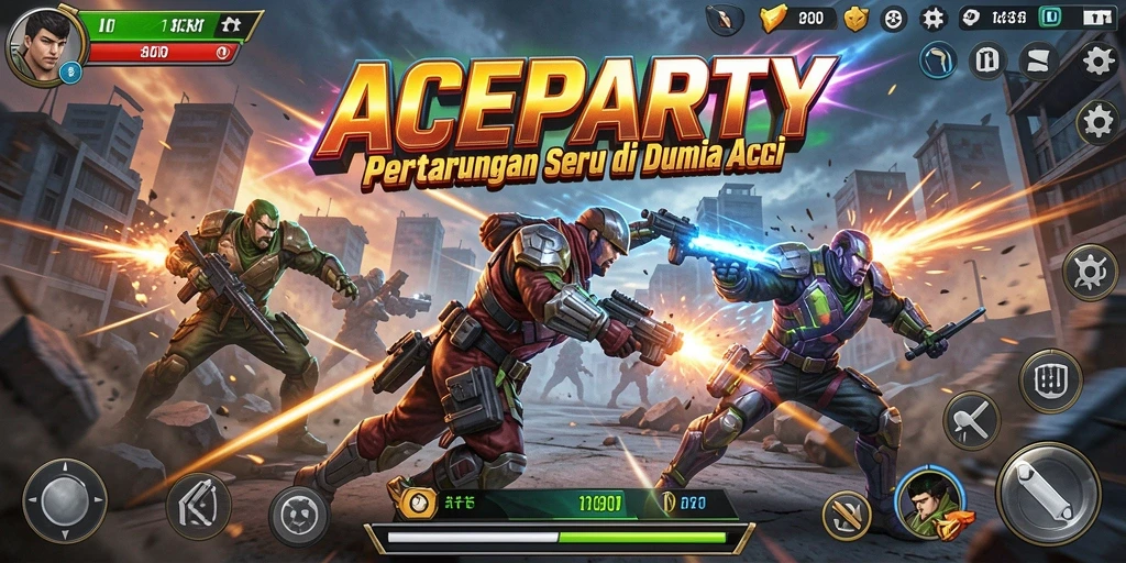 Tampilan gameplay seru di ACEPARTY penuh aksi.