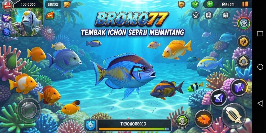 Gameplay seru BROMO77 dengan berbagai ikan menunggu untuk ditangkap.
