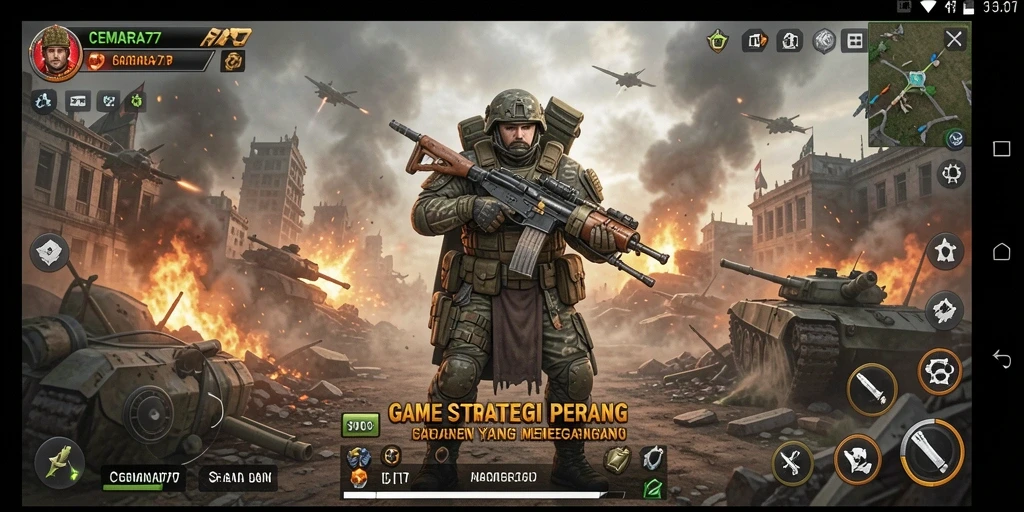 Tampilan gameplay menegangkan dengan aksi strategis yang mendebarkan.