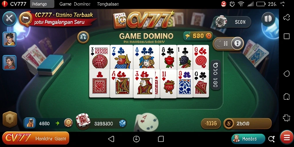 Tangkapan layar gameplay CV777 menampilkan suasana permainan Domino yang seru dan interaktif.