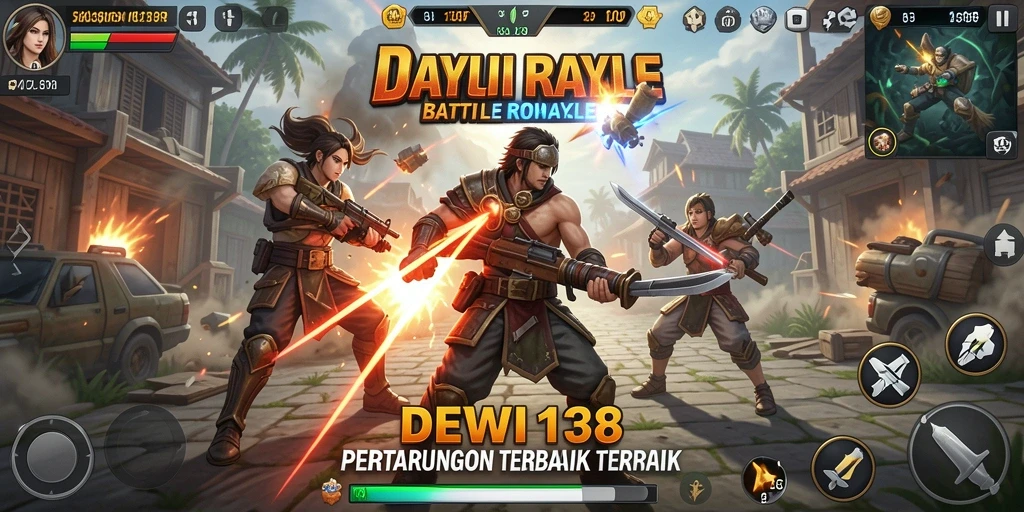 Screenshot DEWI138 menampilkan adu tembak seru dalam permainan Battle Royale.