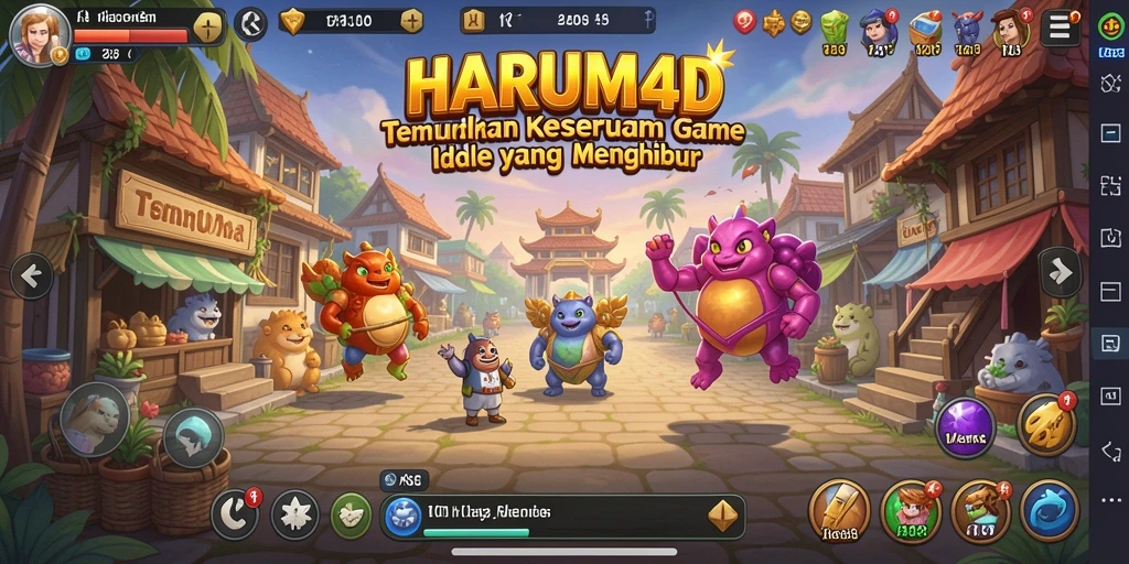 Tangkapan layar HARUM4D menampilkan gameplay Idle yang menarik dan penuh warna.
