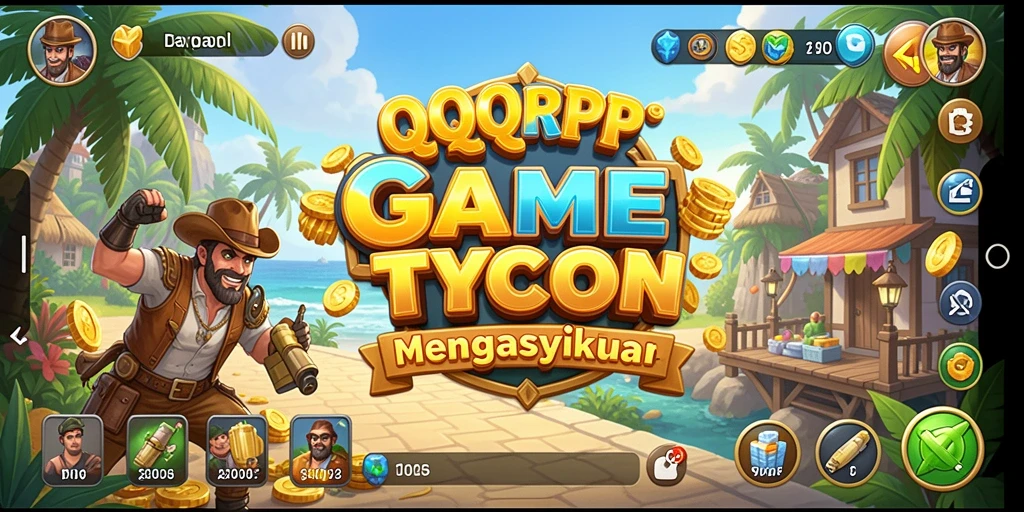 Screenshot gameplay QQRP yang menunjukkan manajemen bisnis Tycoon.