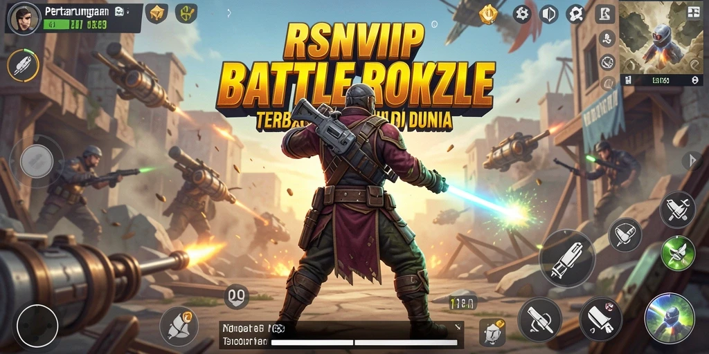 Screenshot gameplay RSNVIP yang menunjukkan aksi seru Battle Royale.