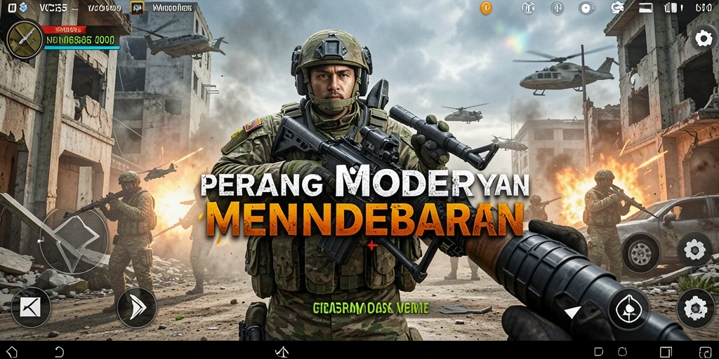 Menampilkan gameplay menegangkan dalam pertempuran FPS.