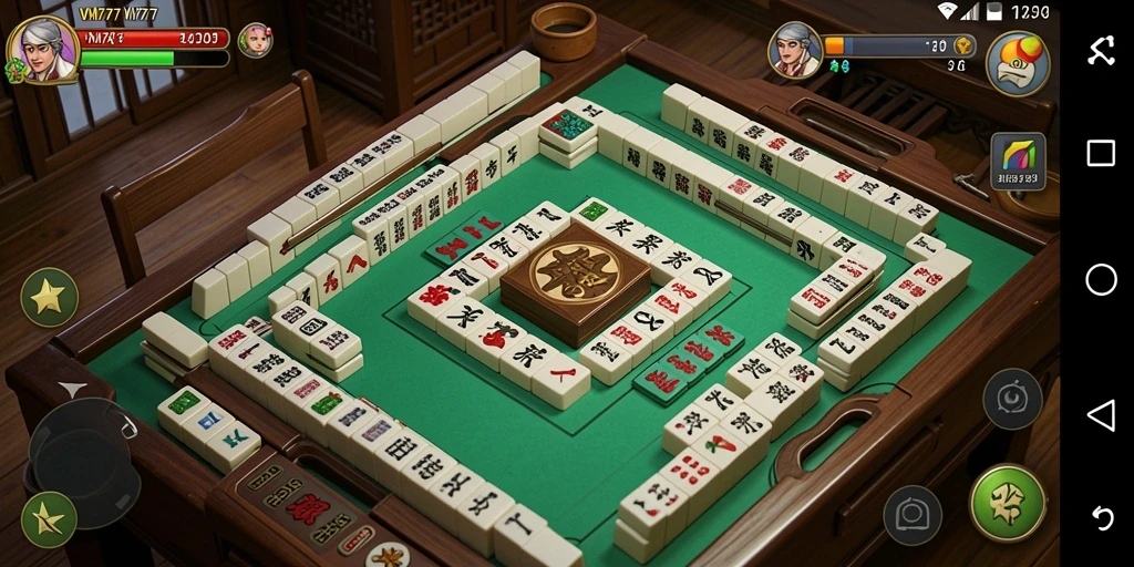Tampilan screenshot utama VM777 menampilkan aksi seru permainan Mahjong.