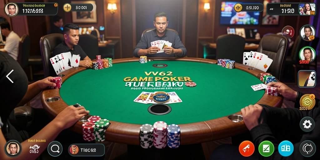 Tampilan gameplay seru dalam aplikasi Poker VV62.